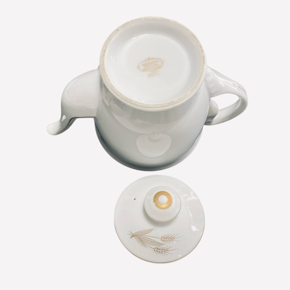 Hakusan "Gold Wheat" China Creamer, Sugar Bowl, Tea Pot & Snack Plates Japan - Picture 4 of 15